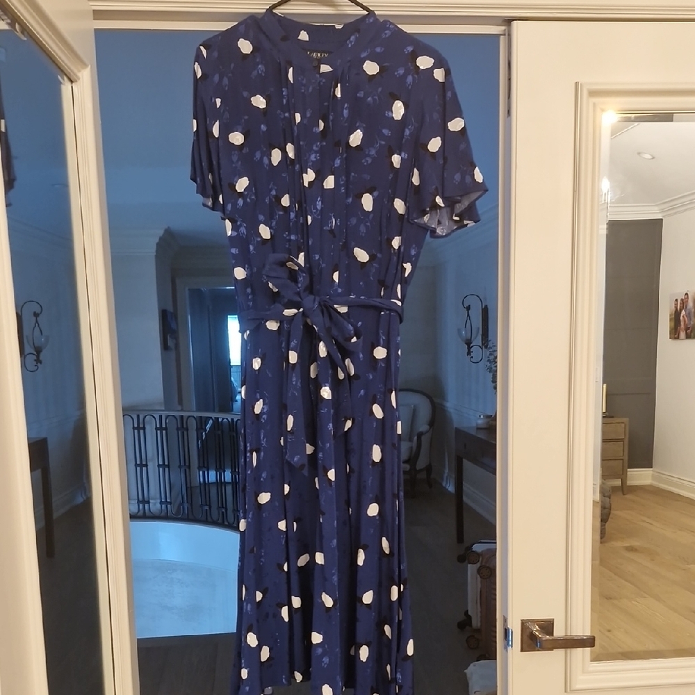 Ralph Lauren Black Label Blue and White Midi Dress